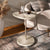 Mesa Lateral Triangular para Sala Lyra 54 cm - Off White c/ Dourado