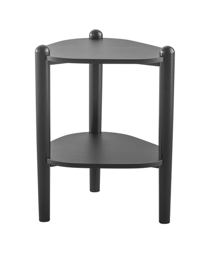 Mesa Lateral com Prateleira Orgânica com Pés em Madeira Maciça Mori 45 cm - Preto Fosco
