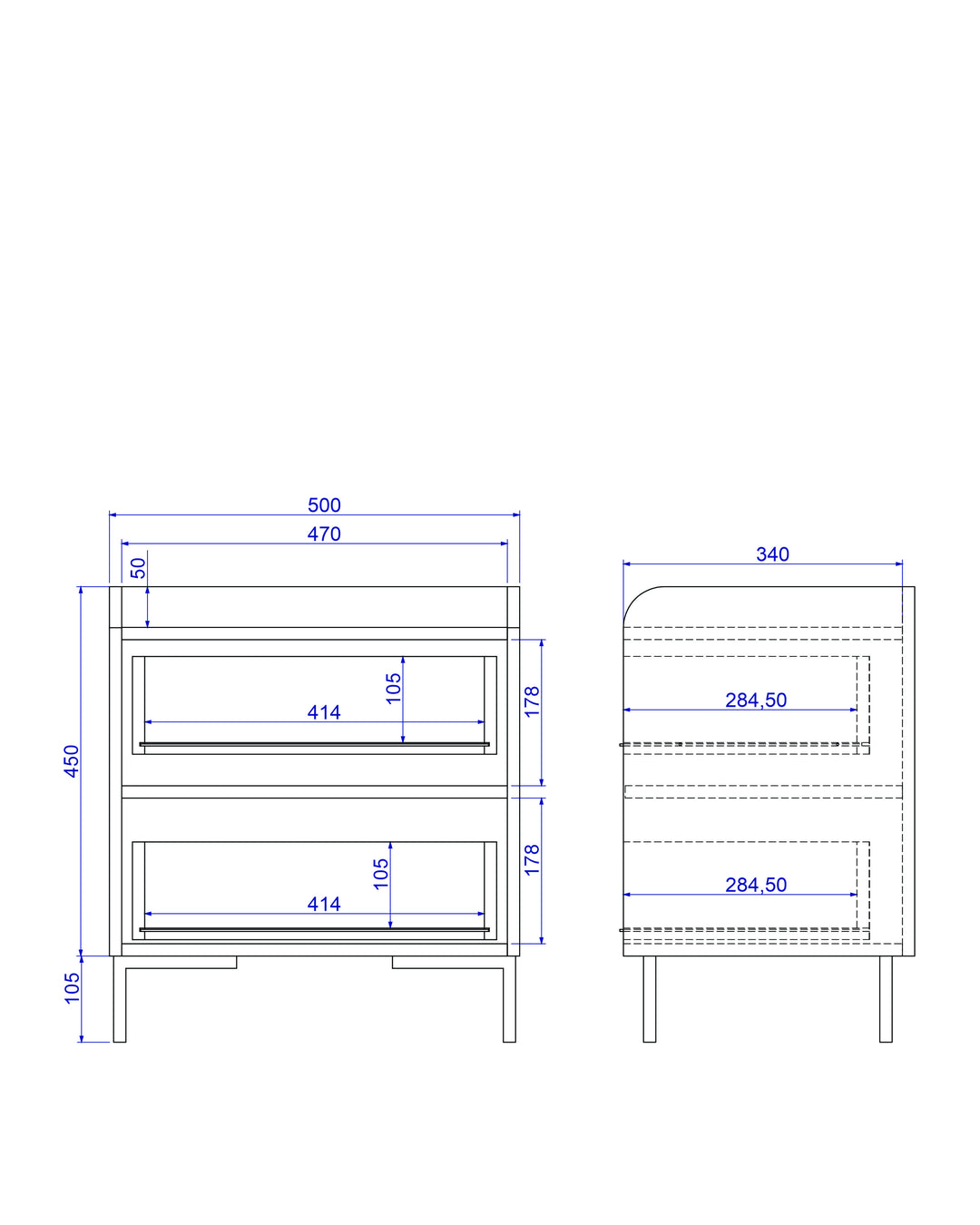 Mesa de Cabeceira 2 Gavetas Elo 50 cm - Branco