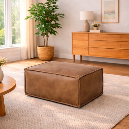 Puff Modular Estofado Freddo 80 cm - PU Caramelo