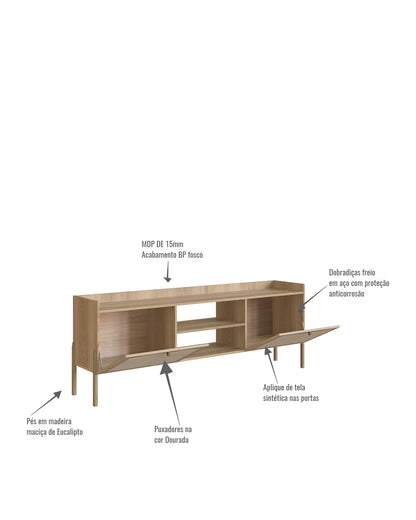 Rack 2 Portas Palhinha Urdi 183 cm - Mel