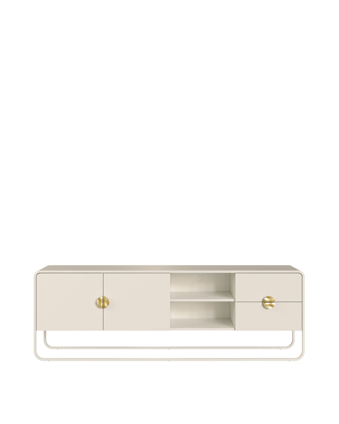 Rack Orgânico 2 Portas 2 Gavetas com Pés em Aço Dunna 180 cm - Off-White Fosco