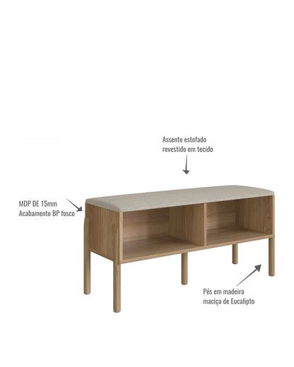 Sapateira Banco Estofada Urdi 93 cm - Mel