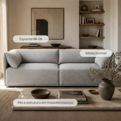 Sofá 3 Lugares Dali 200 cm - Linho Texturizado Cinza