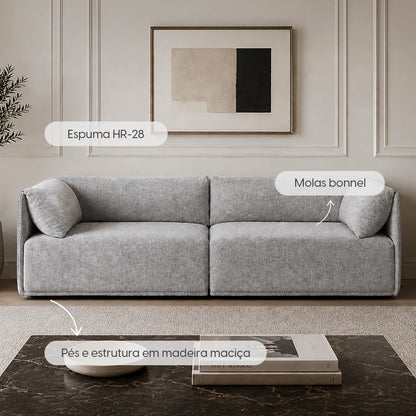 Sofá 6 Lugares Dali 240 cm - Linho Texturizado Cinza
