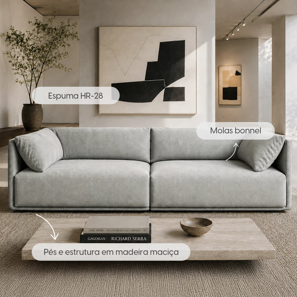 Sofá 6 Lugares Dali 320 cm - Linho Texturizado Cinza