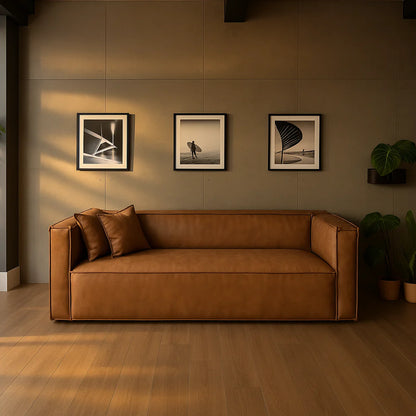 Sofá 3 Lugares Freddo 205 cm - PU Caramelo