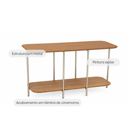 Sofá Table com pés em Metal Biophilia 100 cm - Mel c/ Champanhe