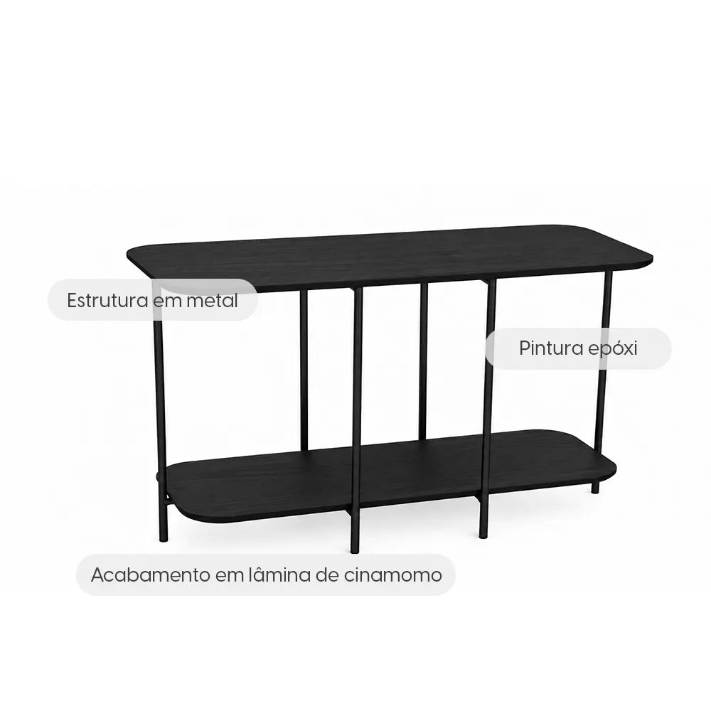 Sofá Table com pés em Metal Biophilia 100 cm - Preto
