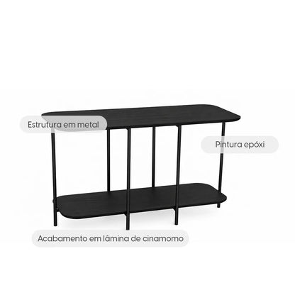 Sofá Table com pés em Metal Biophilia 120 cm - Preto