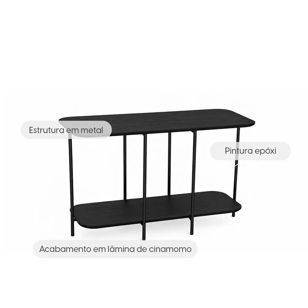 Sofá Table com pés em Metal Biophilia 90 cm - Preto