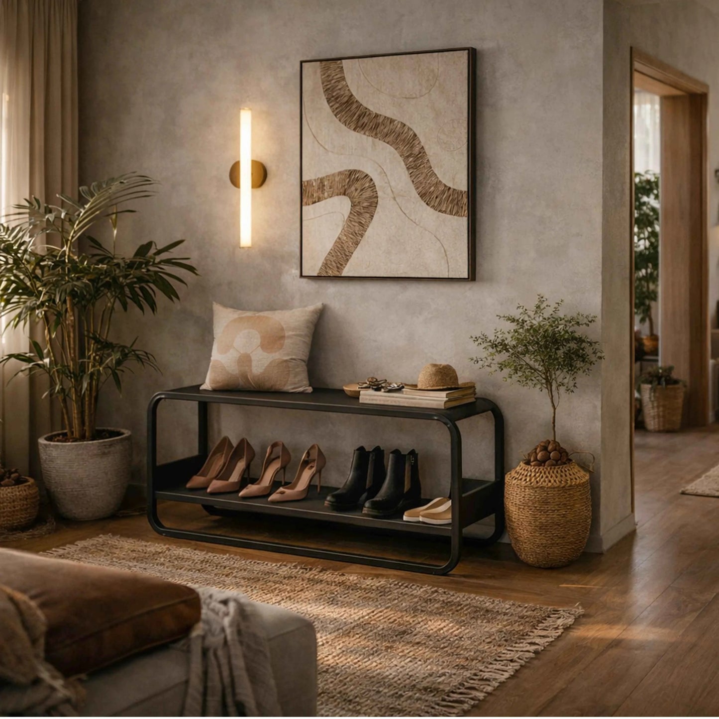 Banco Sapateira 1 Lugar Dunna 90 cm - Preto