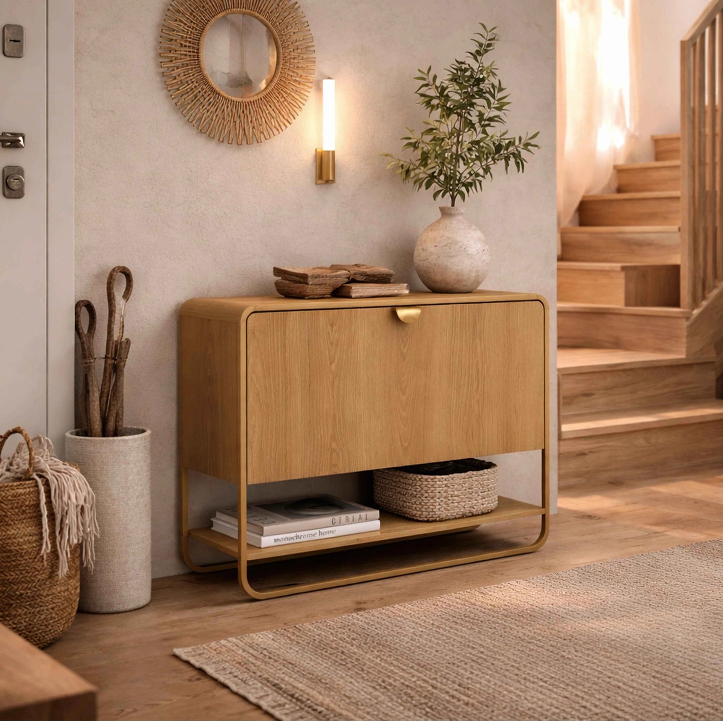 Sapateira com 1 Porta Dunna 93 cm - Mel c/ Dourado