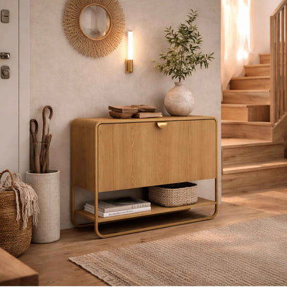 Sapateira com 1 Porta Dunna 93 cm - Mel c/ Dourado