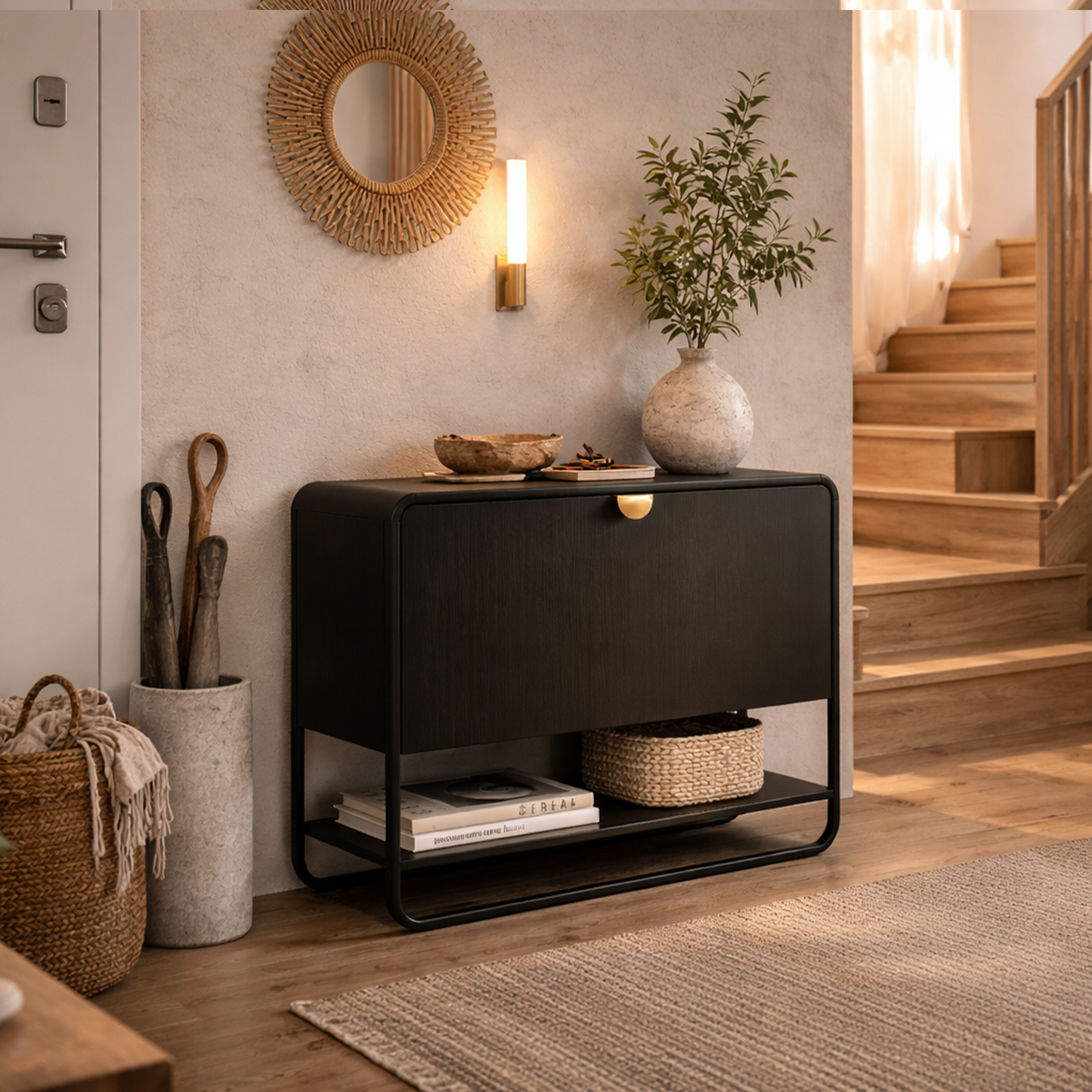 Sapateira com 1 Porta Dunna 93 cm - Preto c/ Dourado