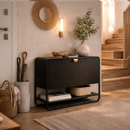 Sapateira com 1 Porta Dunna 93 cm - Preto c/ Dourado