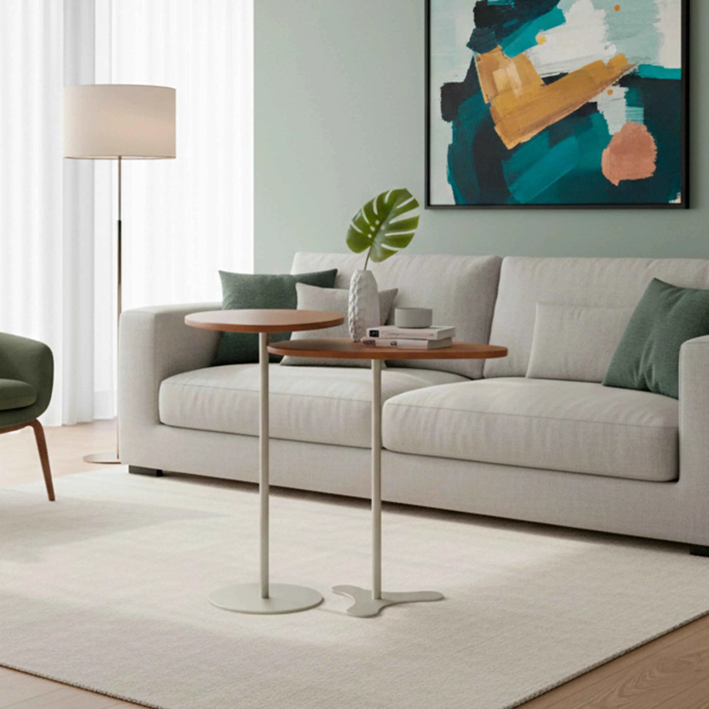 Conjunto de 2 Mesas Laterais Orgânica Botanic - Canella c/ Champanhe