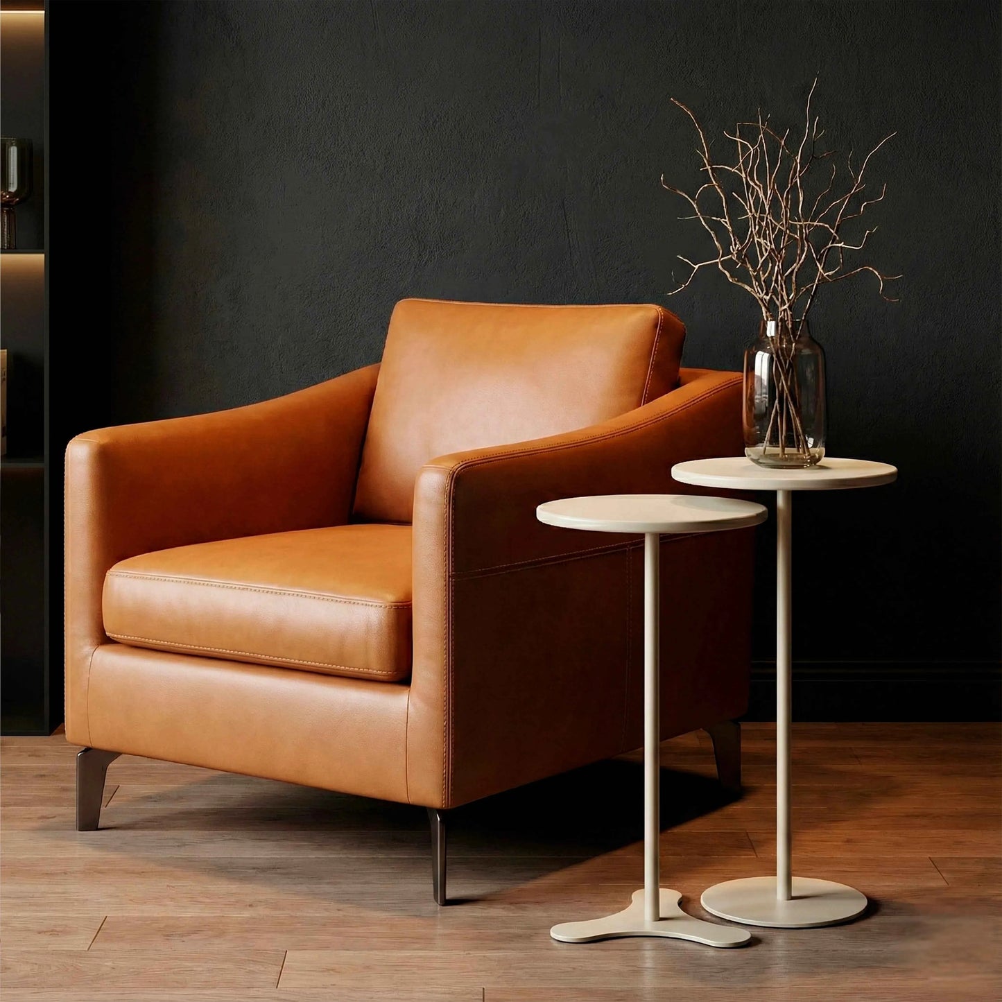 Conjunto de 2 Mesas Laterais Redonda Orb - Canella c/ Champanhe