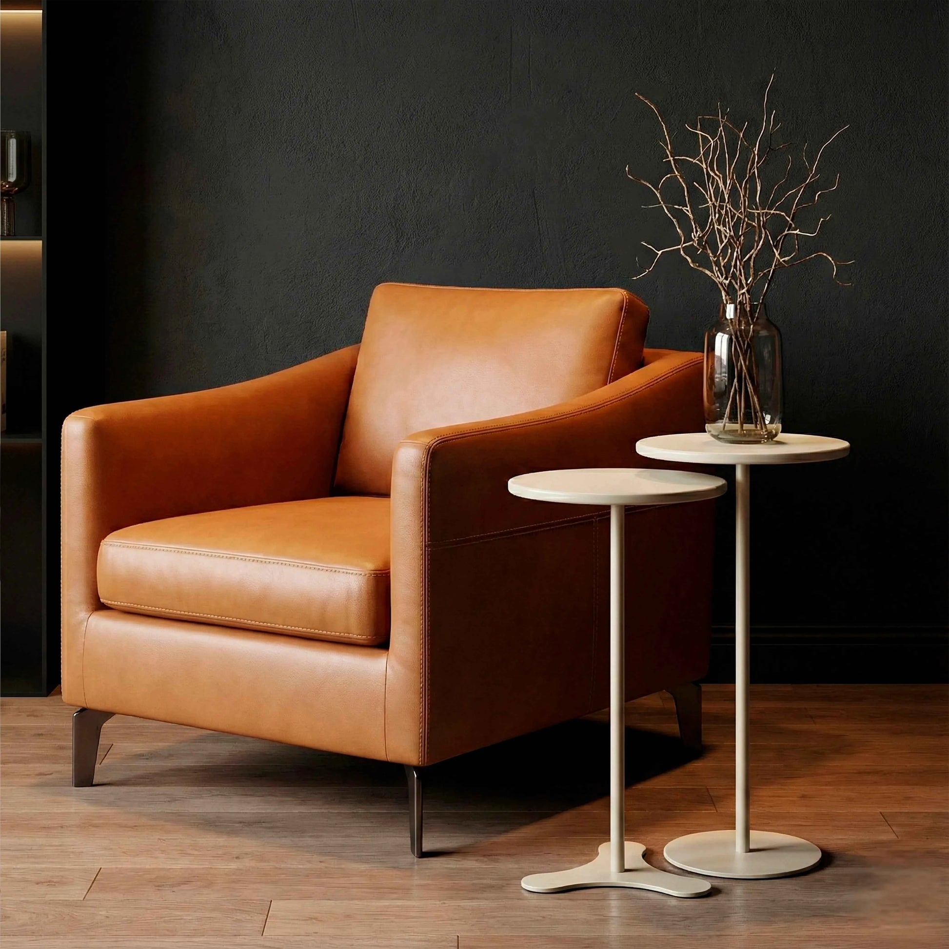 Conjunto de 2 Mesas Laterais Redonda Orb - Canella c/ Champanhe