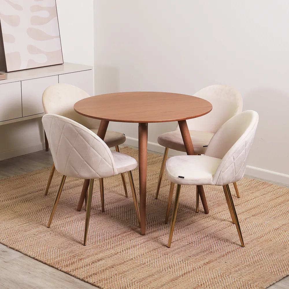 Mesa de Jantar Redonda para 4 Lugares Ollie 90 cm - Natural c/ Canella