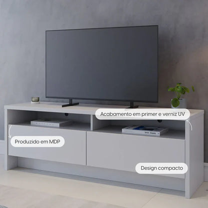 Conjunto Sala de Estar Completo Rack para TV até 50” Aspen - Sofá 3 Lugares Oregon - 2 Mesas Laterais Botanic
