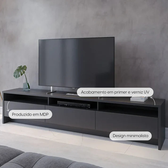 Conjunto Sala de Estar Rack para TV até 75” Aspen - Sofá 3 Lugares Freddo