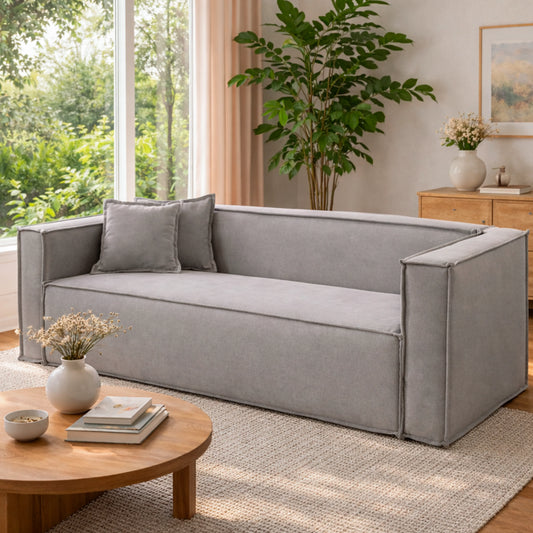 Sofá 3 Lugares Freddo 205 cm - Linho Texturizado Cinza