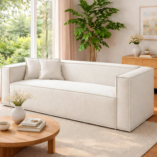 Sofá 3 Lugares Freddo 205 cm - Linho Texturizado Bege