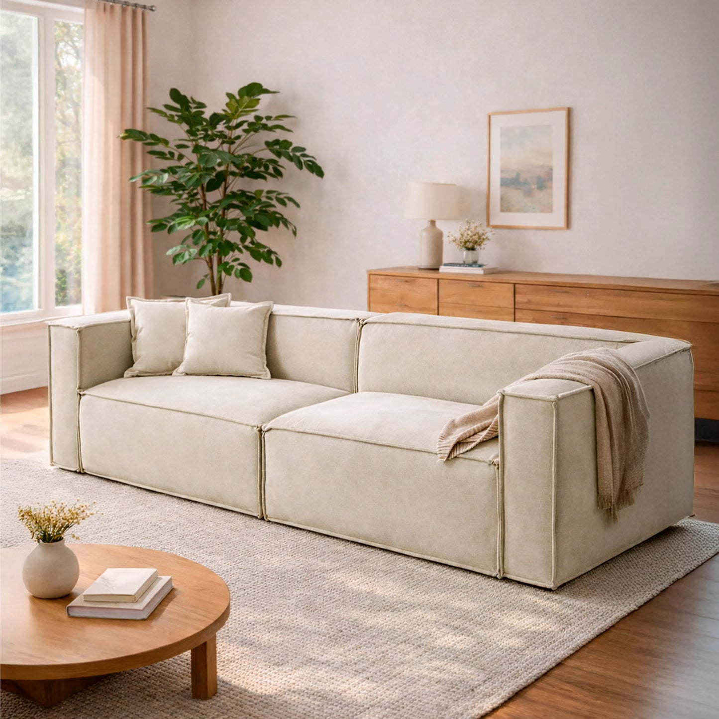 Sofá 4 Lugares Freddo 250 cm - Linho Texturizado Bege