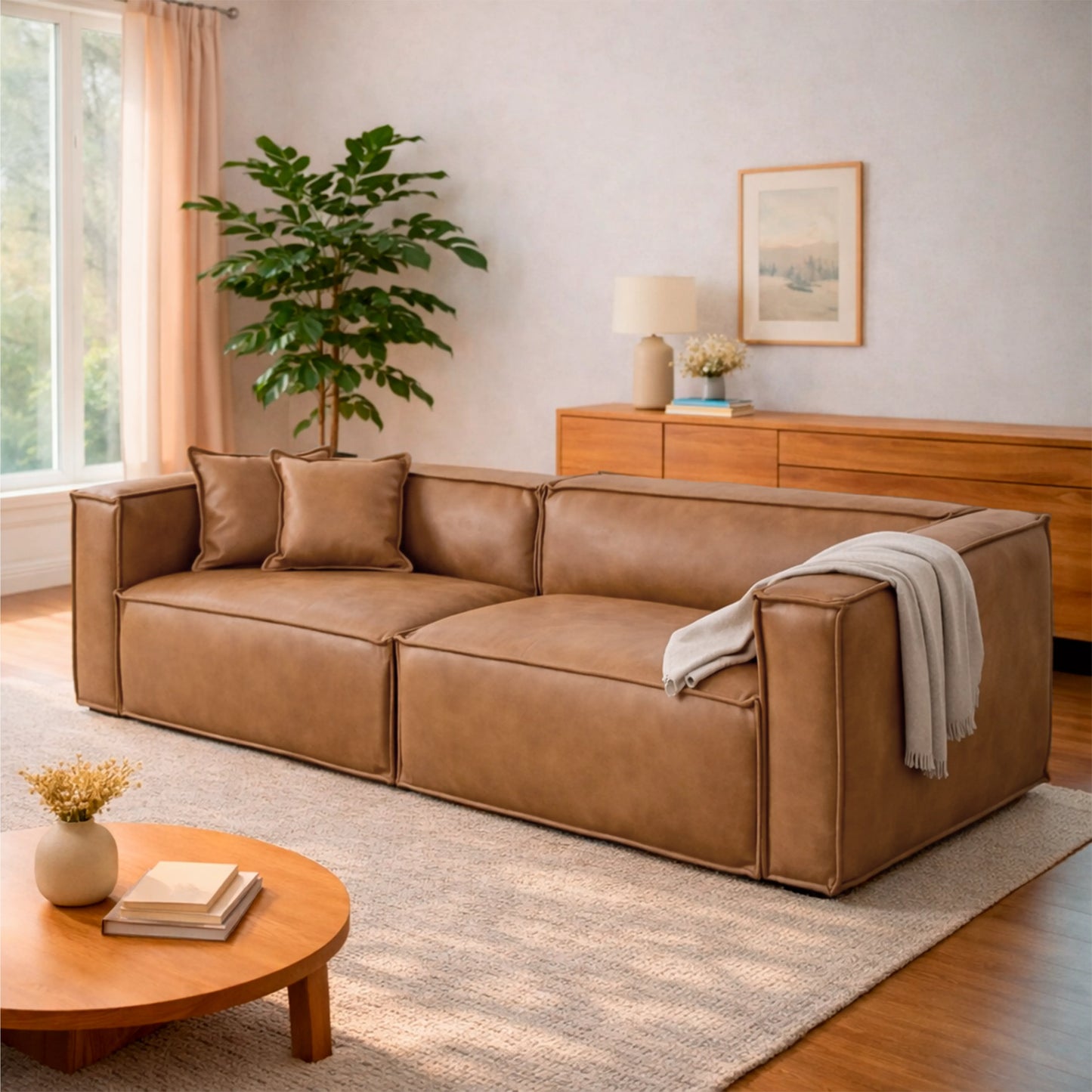 Sofá 4 Lugares Freddo 250 cm - PU Caramelo