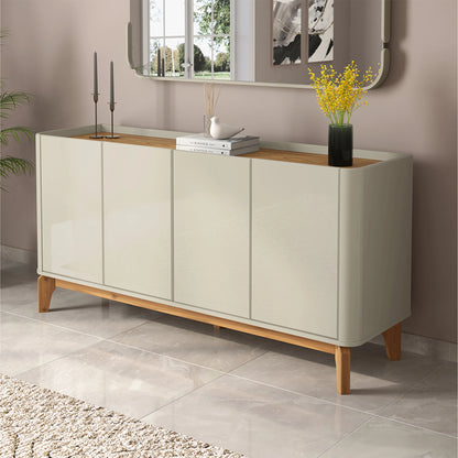 Buffet 4 Portas Arlo 160 cm - Off White c/ Natural