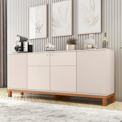 Buffet 4 Portas Capri 180 cm - Off White c/ Natural