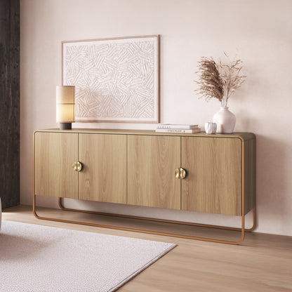 Buffet 4 Portas Dunna 180 cm - Mel c/ Dourado