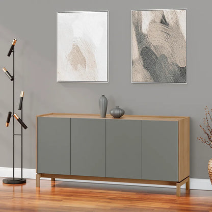 Buffet 4 Portas 1 Gaveta Amsterdã 165 cm - Natural c/ Verde