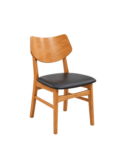 Conjunto de 2 Cadeiras de Madeira Maciça Estofada Noria - Nature c/ Preto