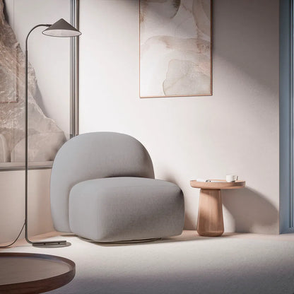 Poltrona Estofada Giratória Aurora - Linho Texturizado Cinza