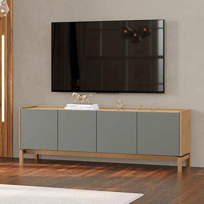 Rack para TV Até 50” 2 Portas 2 Gavetas Amsterdã 180 cm - Natural c/ Verde