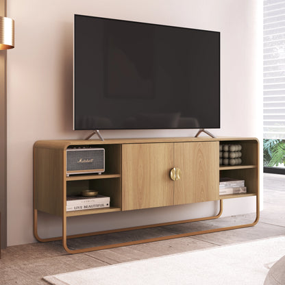 Rack para TV Até 55" 2 Portas Dunna 150 cm - Mel c/ Dourado