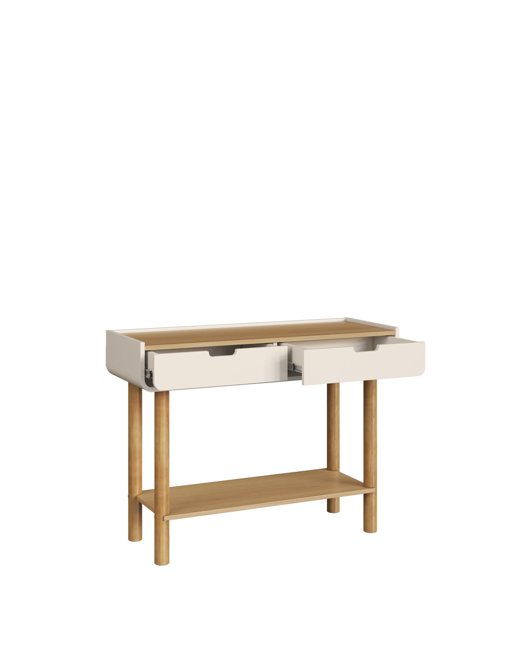 Aparador Orgânico 2 Gavetas Yume 100 cm - Off-White c/ Mel