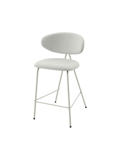 Banqueta Alta de Aço Estofada Elora - Off White