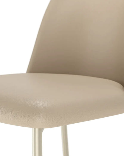 Banqueta Alta de Aço Estofada Lucille - Champanhe c/ PU Off White