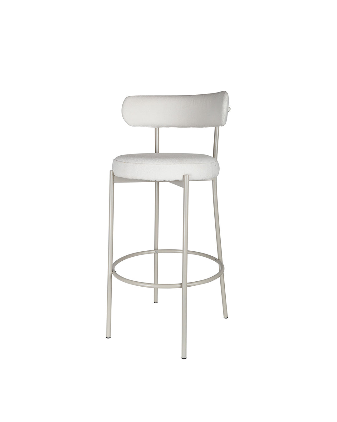 Banqueta Alta de Aço Estofada Olyra - Off White