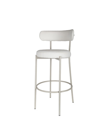 Banqueta Alta de Aço Estofada Olyra - Off White