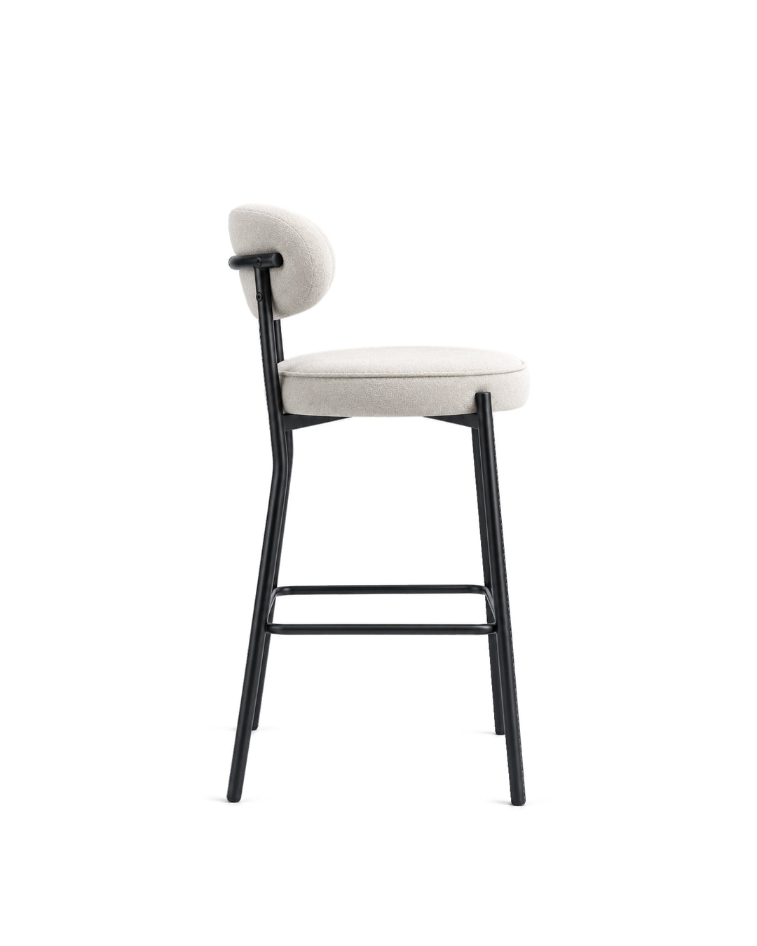 Banqueta Alta de Aço Estofada Oryn - Off White
