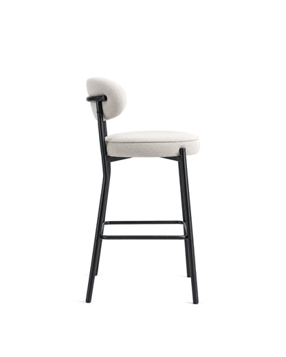 Banqueta Alta de Aço Estofada Oryn - Off White