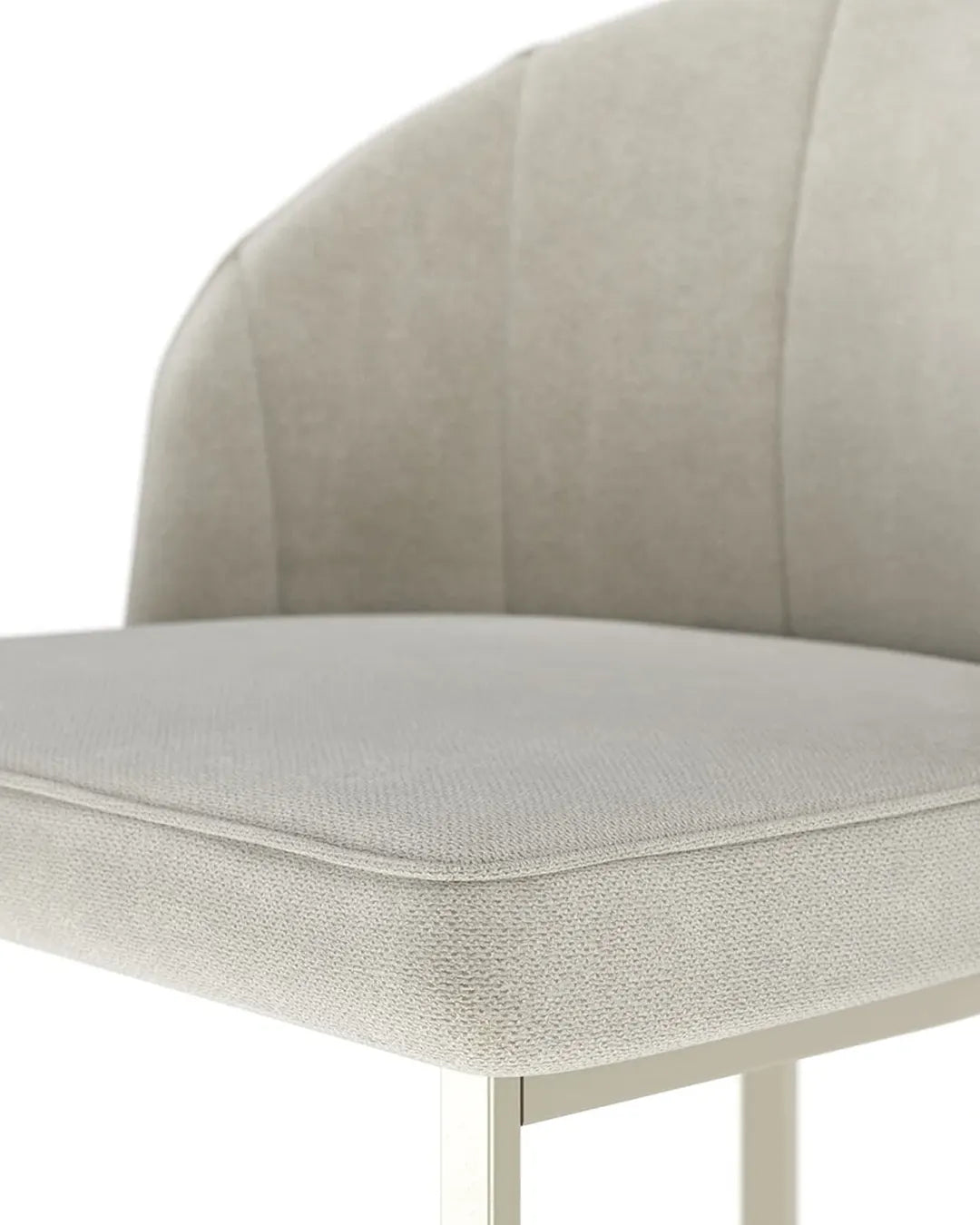 Banqueta Alta de Aço Estofada com Braços Beverly - Champanhe c/ Soft Palha