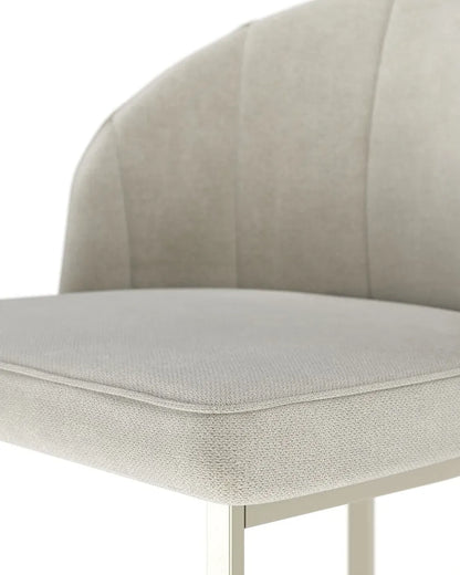 Banqueta Alta de Aço Estofada com Braços Beverly - Champanhe c/ Soft Palha