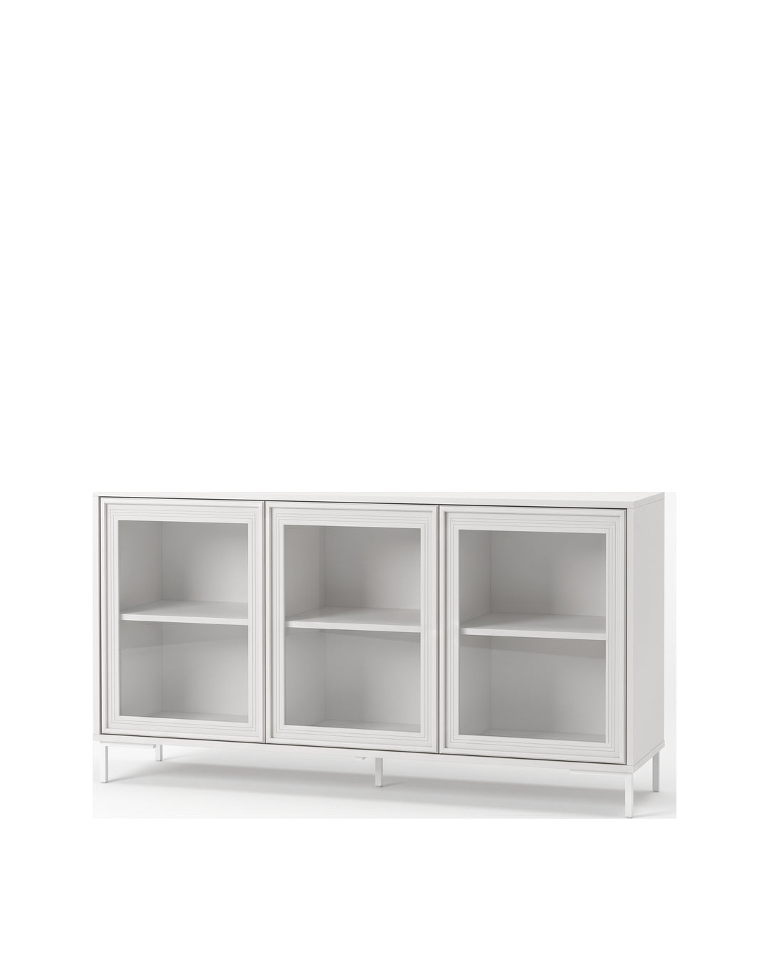 Buffet 03 Portas com Vidro Vitria 134 cm - Branco