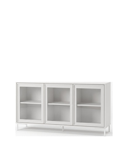 Buffet 03 Portas com Vidro Vitria 134 cm - Branco