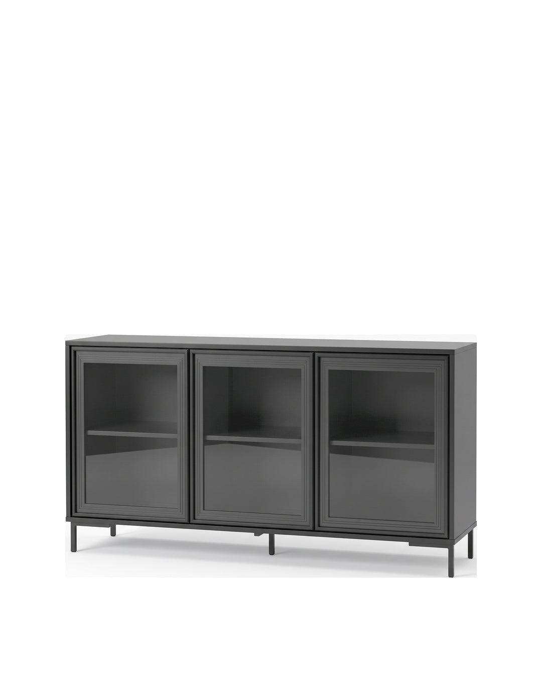 Buffet 03 Portas com Vidro Vitria 134 cm - Preto